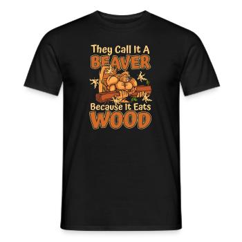 Ils l’appellent un castor parce qu’il mange du bois - T-shirt homme - noir - Devant - AI Model Male 178 light (178cm)