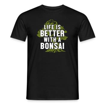La vie est meilleure avec un bonsaï Penjing d’intérieur - T-shirt homme - noir - Devant - AI Model Male 178 light (178cm)