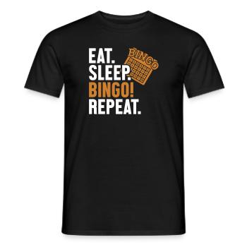 Eat Sleep Bingo Repeat Caller Daubers - Men's T-Shirt - black - Front - AI Model Male 178 light (178cm)