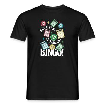 Happiness Is Yelling Bingo Caller Daubers - Men's T-Shirt - black - Front - AI Model Male 178 light (178cm)