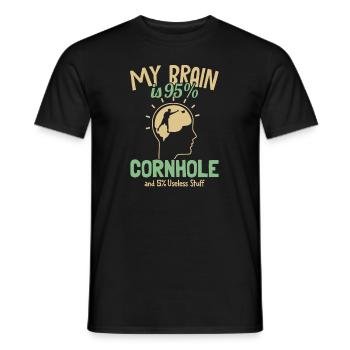 My Brain is 95% Cornhole Boards Bean Bag Game - Men's T-Shirt - black - Front - AI Model Male 178 light (178cm)