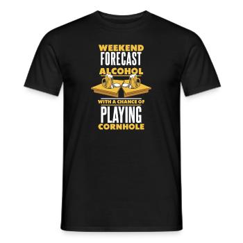 Alcool avec chance de jouer au jeu de cornhole - T-shirt homme - noir - Devant - AI Model Male 178 light (178cm)