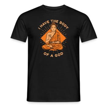 I Have The Body Of A God Buddhist Symbol Statue - Men's T-Shirt - black - Front - AI Model Male 178 light (178cm)