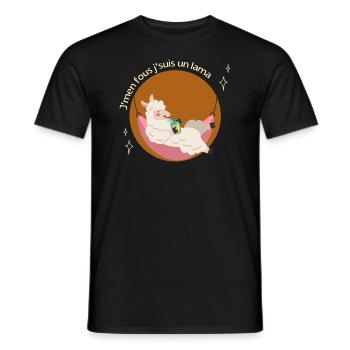 J'men fous j'suis un lama - T-shirt homme - noir - Devant - AI Model Male 178 light (178cm)