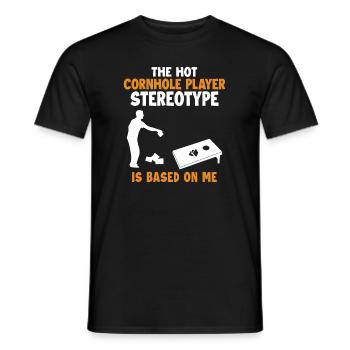 Le stéréotype du joueur de Cornhole est basé sur Me Bean - T-shirt homme - noir - Devant - AI Model Male 178 light (178cm)