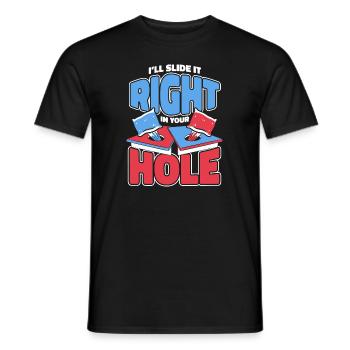 Schieben Sie es direkt in Ihr Loch Sitzsack-Spielbretter - Männer T-Shirt - Schwarz - Vorne - AI Model Male 178 light (178cm)