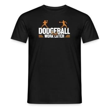Völkerball erstes Werk, später Teamspiel Prisonball - Männer T-Shirt - Schwarz - Vorne - AI Model Male 178 light (178cm)