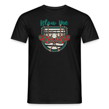 Blow Me Dudelsack Unterricht Blasrohr Great Highland - Männer T-Shirt - Schwarz - Vorne - AI Model Male 178 light (178cm)