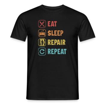 Eat Sleep Réparation Répétition Technicien Réparation - T-shirt homme - noir - Devant - AI Model Male 178 light (178cm)