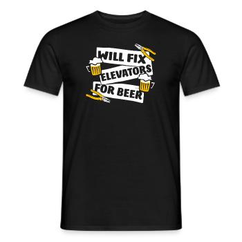 Will Fix Elevators For Beer Inspector Elevator - Men's T-Shirt - black - Front - AI Model Male 178 light (178cm)