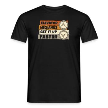 Elevator Mechanics Get It Up Faster Repair - Men's T-Shirt - black - Front - AI Model Male 178 light (178cm)