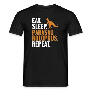 Eat Sleep Parasaurolophus Repeat Dinosaur - Men's T-Shirt - black - Front - AI Model Male 178 light (178cm)