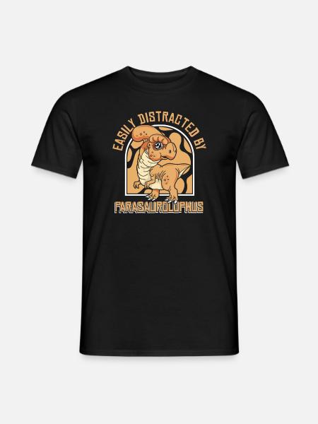 Easily Distracted By Parasaurolophus Lover - Men's T-Shirt - black