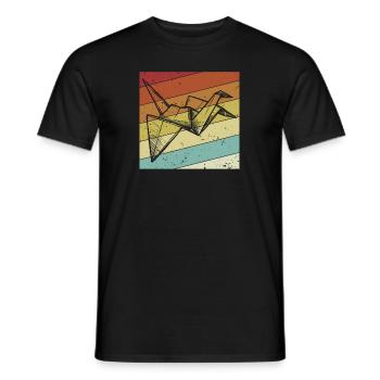 Rétro pliant hibou grue en papier maître origami - T-shirt homme - noir - Devant - AI Model Male 178 light (178cm)