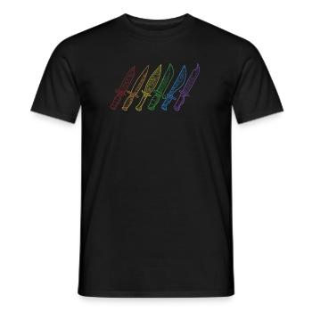 Knives LGBT Rainbow Collectible Restoration Knife - Men's T-Shirt - black - Front - AI Model Male 178 light (178cm)