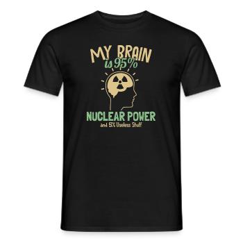 Mein Gehirn besteht zu 95% aus Atomkraft Uran Atomkraft - Männer T-Shirt - Schwarz - Vorne - AI Model Male 178 light (178cm)
