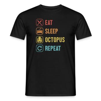 Eat Sleep Octopus Repeat Cephalopoda Octopodes - Men's T-Shirt - black - Front - AI Model Male 178 light (178cm)