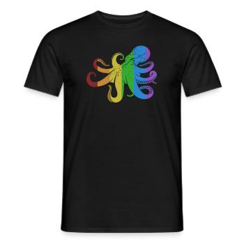 Octopus LGBT Rainbow Octopodes Octopoda - Men's T-Shirt - black - Front - AI Model Male 178 light (178cm)
