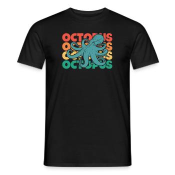 Octopus Retro Text Octopoda Cephalopoda Octopodes - Men's T-Shirt - black - Front - AI Model Male 178 light (178cm)