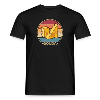Retro Maker Queso Cheesemonger Lover Gouda Cheese - Men's T-Shirt - black - Front - AI Model Male 178 light (178cm)
