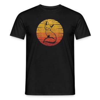 Retro Red Fox Canidae Caninae Fox Lover Fox - Men's T-Shirt - black - Front - AI Model Male 178 light (178cm)