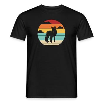 Retro Canidae Caninae Red Fox Fox Lover Fox - Men's T-Shirt - black - Front - AI Model Male 178 light (178cm)