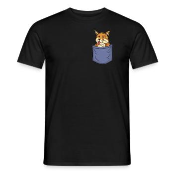 Fox Chest Pocket Canidae Caninae Red Fox Fox - Men's T-Shirt - black - Front - AI Model Male 178 light (178cm)