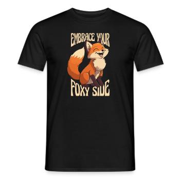 Embrassez votre côté renard Canidés Caninae Renard roux - T-shirt homme - noir - Devant - AI Model Male 178 light (178cm)