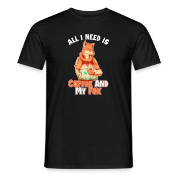 Kaffee und mein Fuchs Caninae Rotfuchs Canidae Fuchs - Männer T-Shirt - Schwarz - Vorne - AI Model Male 178 light (178cm)