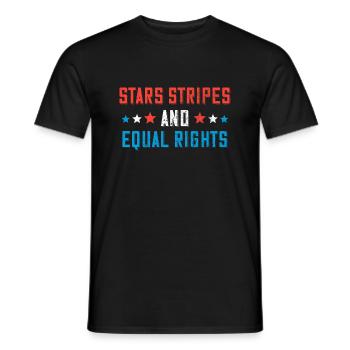 Stars Stripes And Equal Rights 4th Of July Women - Men's T-Shirt - black - Front - AI Model Male 178 light (178cm)