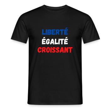 Liberté égalité Croissant - T-shirt homme - noir - Devant - AI Model Male 178 light (178cm)