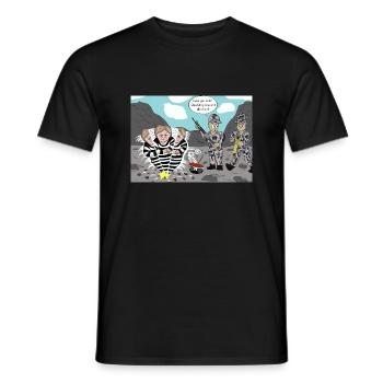Steinbruch 2_Angela Merkel bei der Arbeit - Männer T-Shirt - Schwarz - Vorne - AI Model Male 178 light (178cm)
