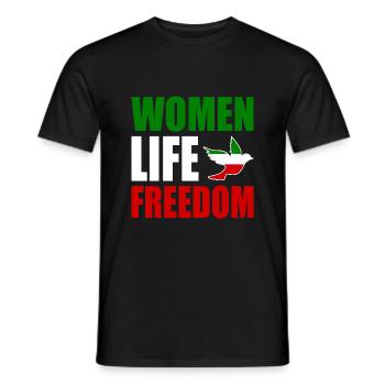 Women life freedom - Men's T-Shirt - black - Front - AI Model Male 178 light (178cm)