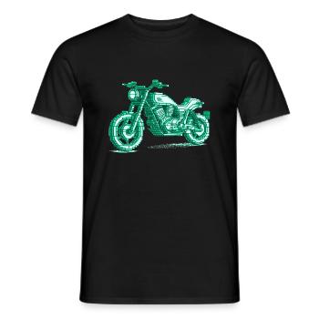 Retro Motorrad in 8 Bit in der Farbe grün - Männer T-Shirt - Schwarz - Vorne - AI Model Male 178 light (178cm)
