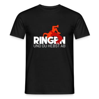 RINGEN und du hebst ab - Männer T-Shirt - Schwarz - Vorne - AI Model Male 178 light (178cm)