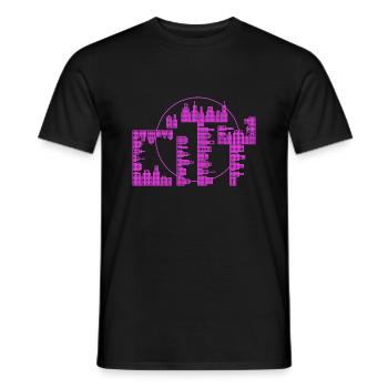 Skyline, Stadt - lila Version - Männer T-Shirt - Schwarz - Vorne - AI Model Male 178 light (178cm)