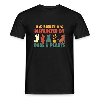Easily Distracted By Dogs And Plants - Men's T-Shirt - black - Front - AI Model Male 178 light (178cm)