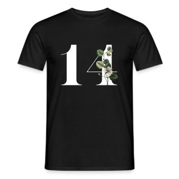 Number 14 Floral Green -14th Birthday Floral - Men's T-Shirt - black - Front - AI Model Male 178 light (178cm)