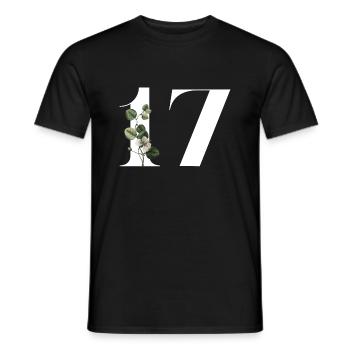 Number 17 Floral Green -17th Floral Birthday - Men's T-Shirt - black - Front - AI Model Male 178 light (178cm)