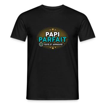 papi teste approuve - T-shirt homme - noir - Devant - AI Model Male 178 light (178cm)