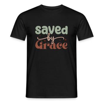 Gerettet durch Gnade - Männer T-Shirt - Schwarz - Vorne - AI Model Male 178 light (178cm)