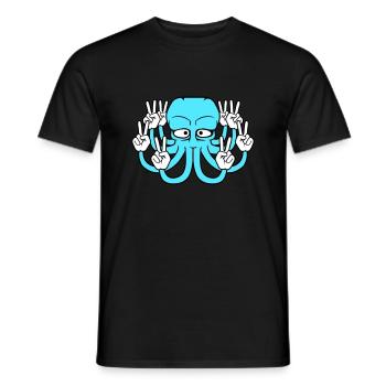 Kraken Peace Handzeichen Victory Symbol Hände Spaß - Männer T-Shirt - Schwarz - Vorne - AI Model Male 178 light (178cm)