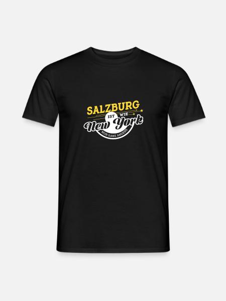 Salzburg ist wie New York nur ganz anders. - Männer T-Shirt - Schwarz