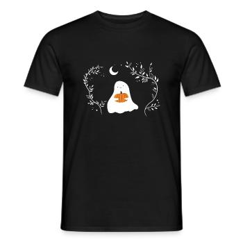 Ghost with pumpkin - Men's T-Shirt - black - Front - AI Model Male 178 light (178cm)