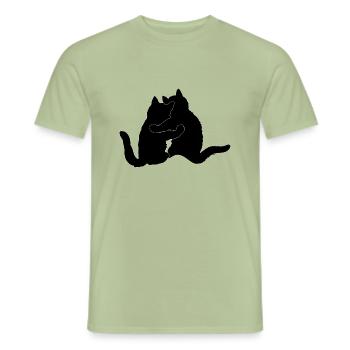 Chat pauvre en pauvre - T-shirt homme - vert sauge - Devant - AI Model Male 178 light (178cm)