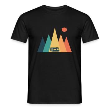 Berge Campen Retro Wohnwagen - Männer T-Shirt - Schwarz - Vorne - AI Model Male 178 light (178cm)