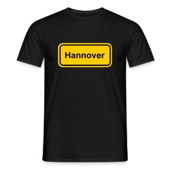 Ortsschild Hannover Stadt Schild Schriftzug - Männer T-Shirt - Schwarz - Vorne - AI Model Male 178 light (178cm)