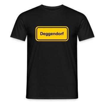 Ortsschild Deggendorf Ort Schild Ortstafel Schrift - Männer T-Shirt - Schwarz - Vorne - AI Model Male 178 light (178cm)