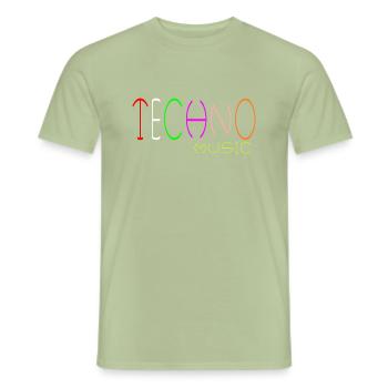 musique techno - T-shirt homme - vert sauge - Devant - AI Model Male 178 light (178cm)