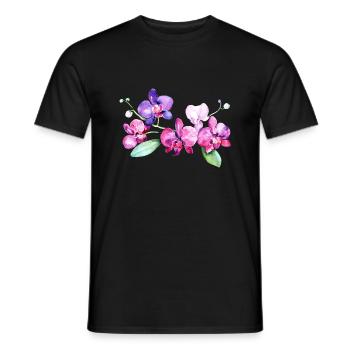 Beautiful tropical orchids tropical flowers - Men's T-Shirt - black - Front - AI Model Male 178 light (178cm)